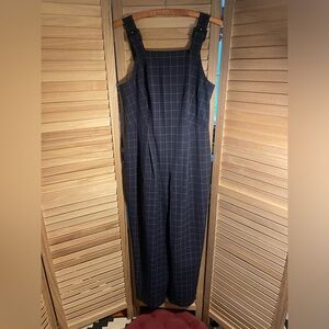 Navy Pin-Plaid Jumpsuit - Club Monaco
